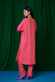 Coral Linen Dolman Kurta Set