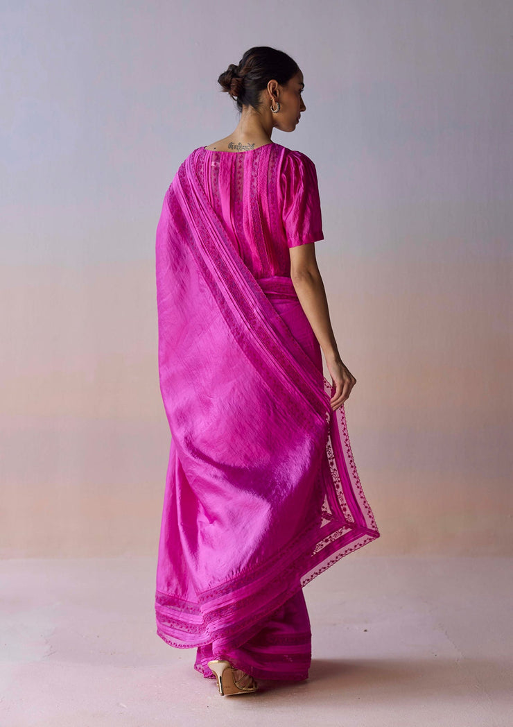 Whispering Ivy Embroidered Pink Saree