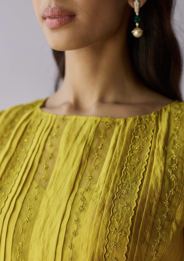 Whispering Ivy Embroidered Yellow Blouse