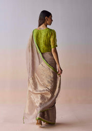 Taupe Wildflower Gleam Saree