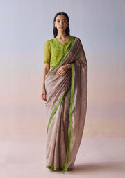 Taupe Wildflower Gleam Saree