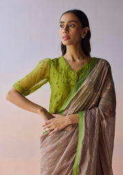 Taupe Wildflower Gleam Saree