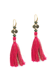 Jhumar pink and green earrings