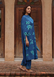 Indigo Bloom Applique Kurta Set