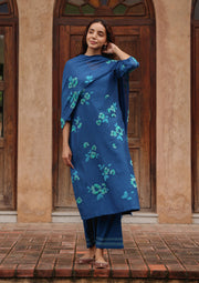 Indigo Bloom Applique Kurta Set