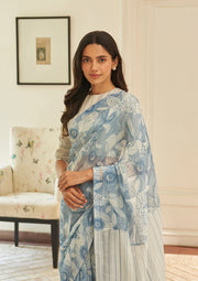 Powder Blue Floral Saree