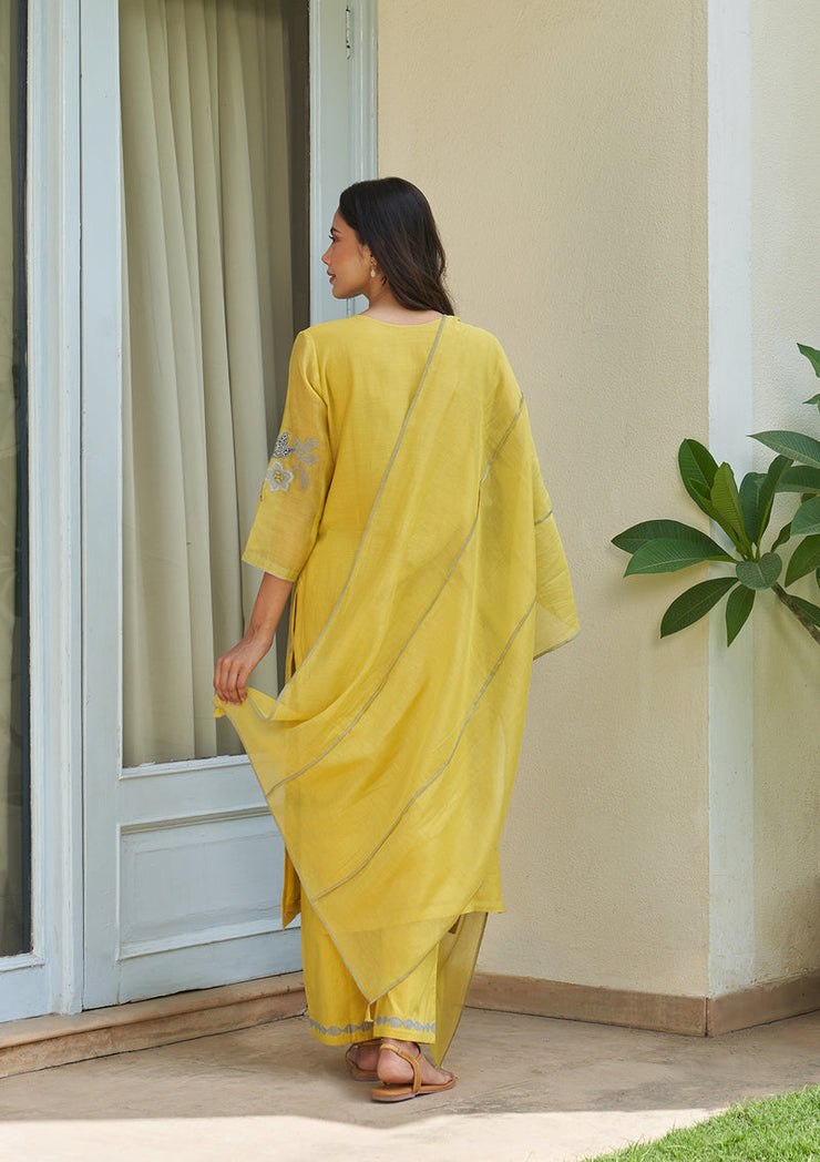 Daffodil Applique Embroidered Kurta Set