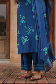 Indigo Bloom Applique Kurta Set