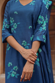 Indigo Bloom Applique Kurta Set