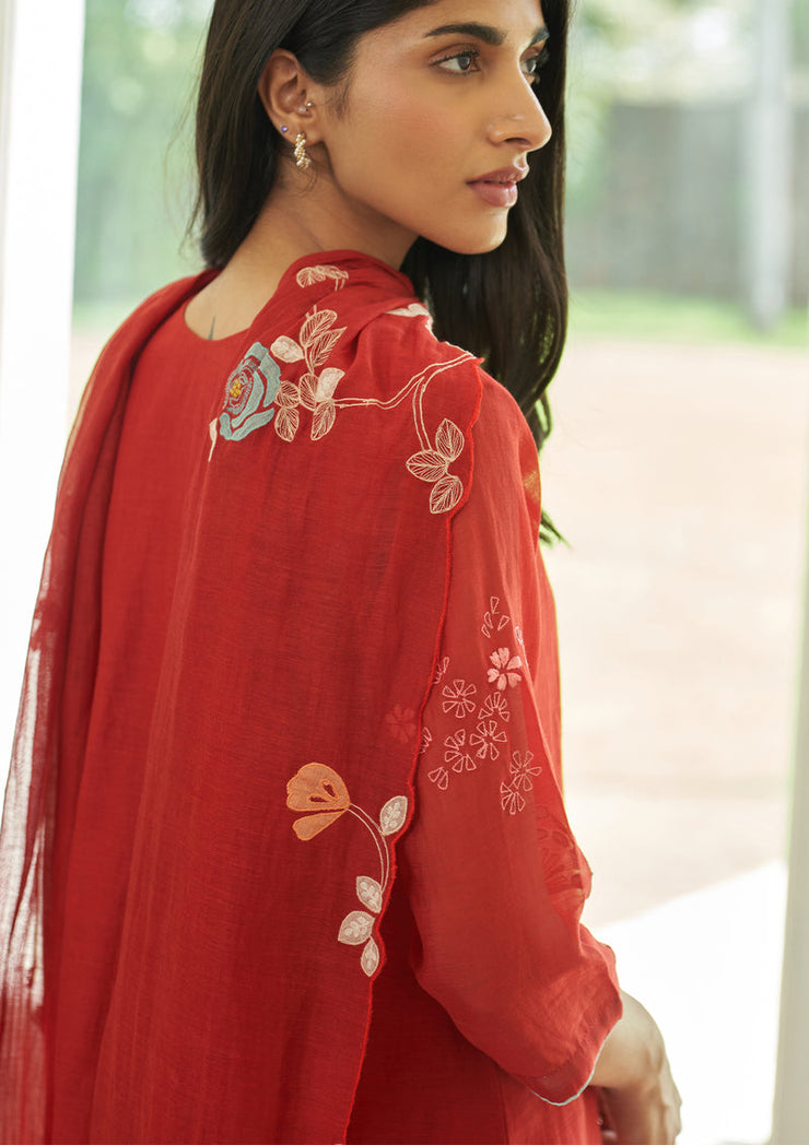 Poppy Floral Applique Kurta Set