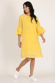 DOUBLE LAYER FRILL SLEEVES DRESS