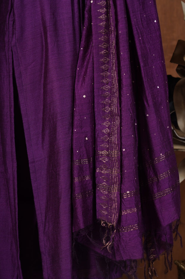 Violet silk kurts set