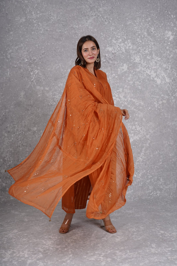 Orange Chanderi Badla Kurta set