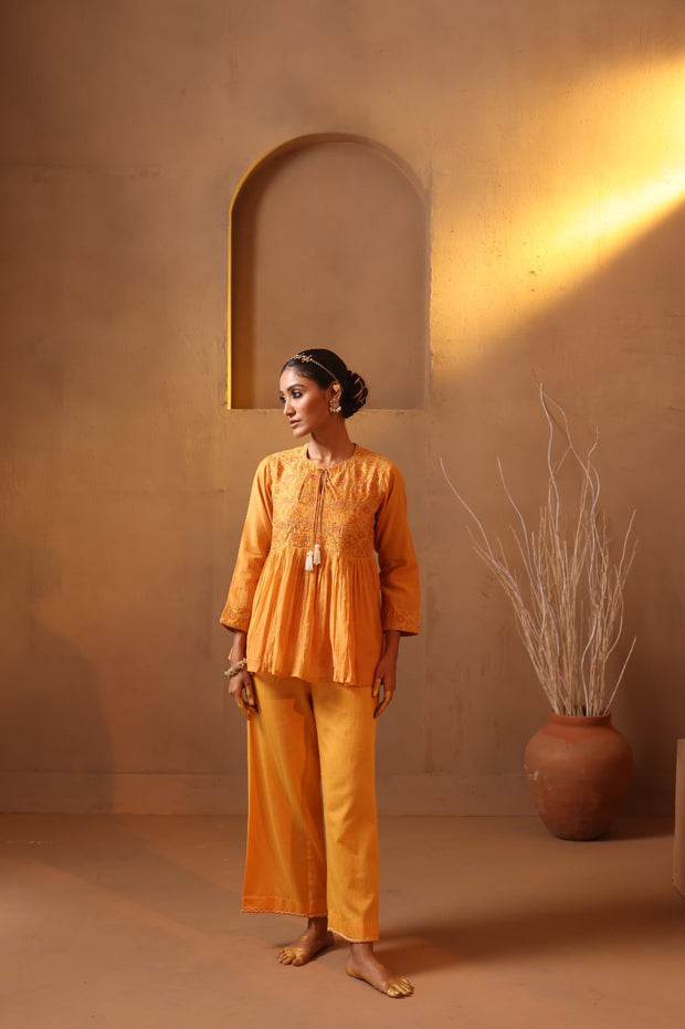 Mango embroiered top and pant