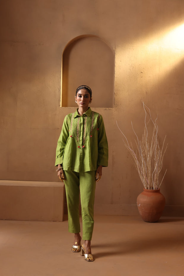 Green embroidered top and pant