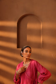Pink angrakha style embroiered top and pant