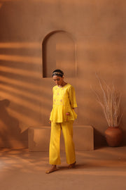Yellow embroidered top and pant