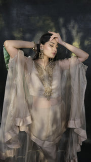 Golden Organza Cape Set