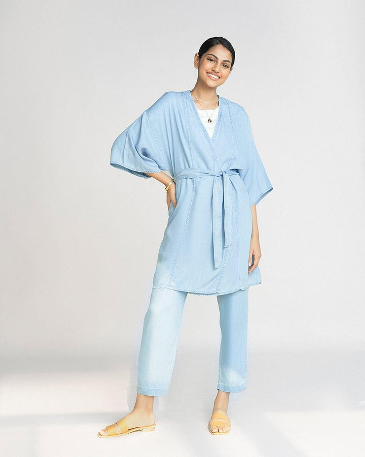 Wrapped in Happiness Blue Kimono Overlay