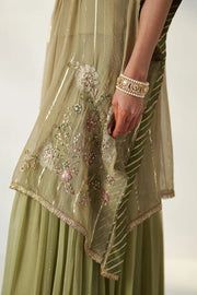 SUHANA GREEN KAFTAN GHARARA SET