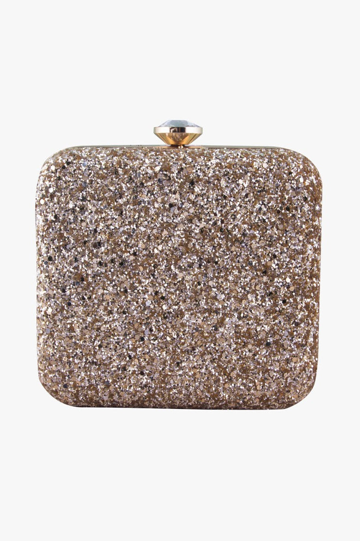 Golden shimmer square clutch