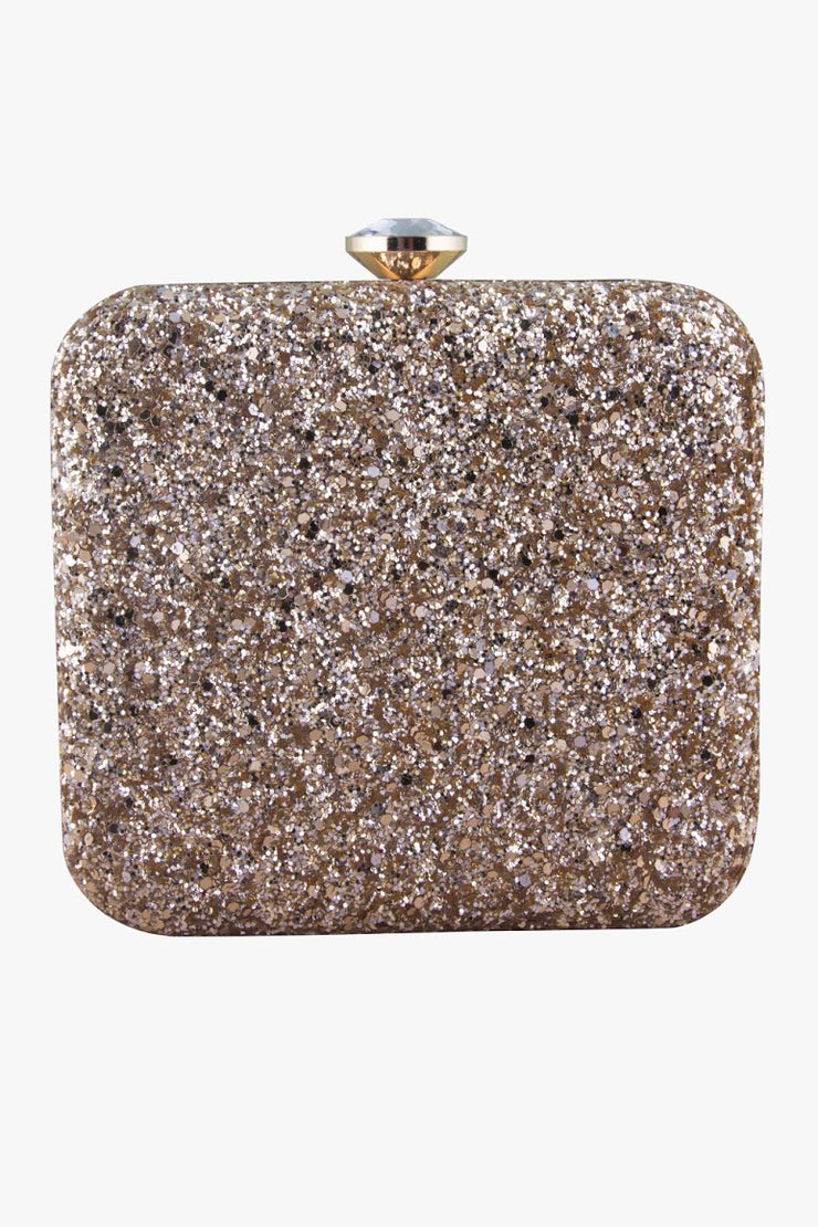 Golden shimmer square clutch