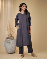 Grey Silk Tunic Set