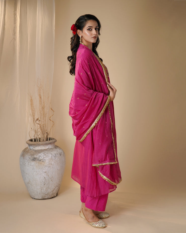 Hot Pink Yoke Kurta Set