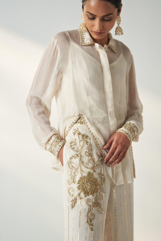 VANI IVORY SHIRT PANT SET