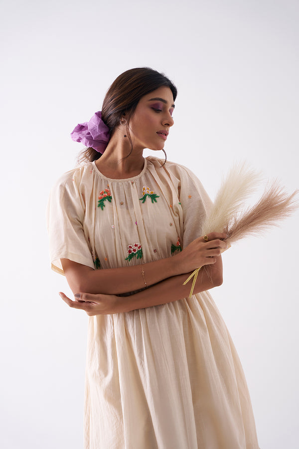 Beige Flower Dress