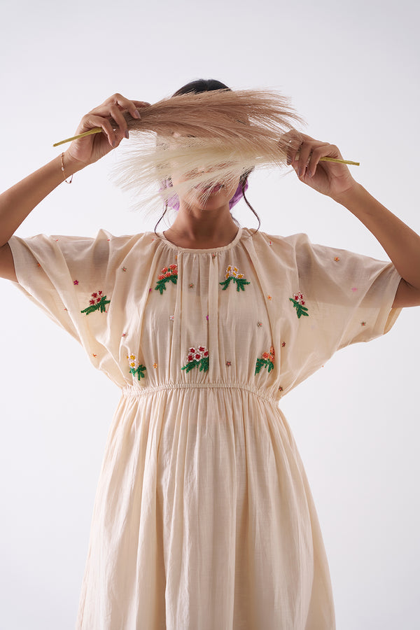 Beige Flower Dress