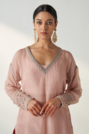 PAKHI BLUSH PINK SHEER KURTA PANT SET