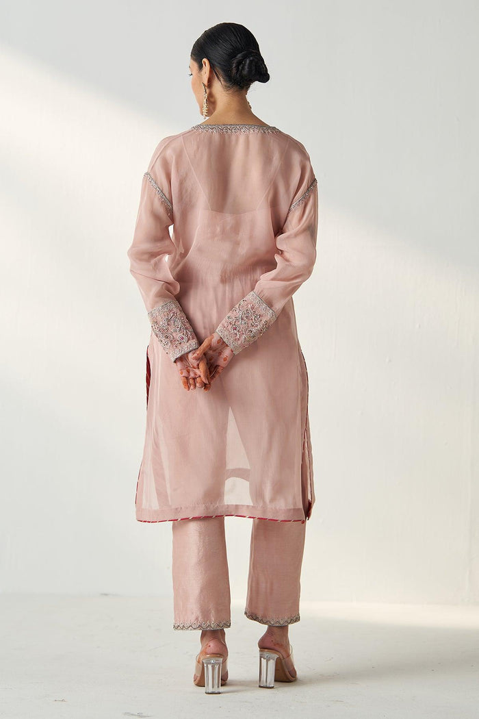 PAKHI BLUSH PINK SHEER KURTA PANT SET