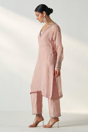 PAKHI BLUSH PINK SHEER KURTA PANT SET