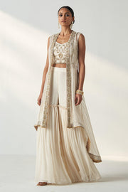 PRISHA IVORY CAPE GHARARA SET