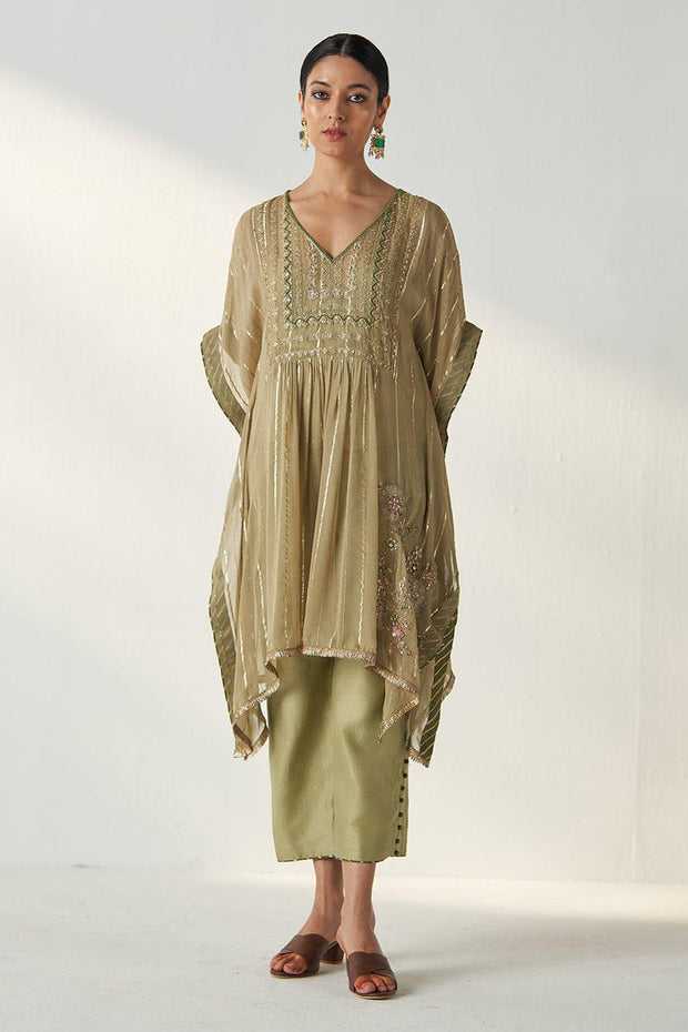 RABHYA GREEN KAFTAN PANT SET