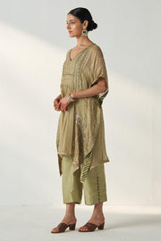 RABHYA GREEN KAFTAN PANT SET