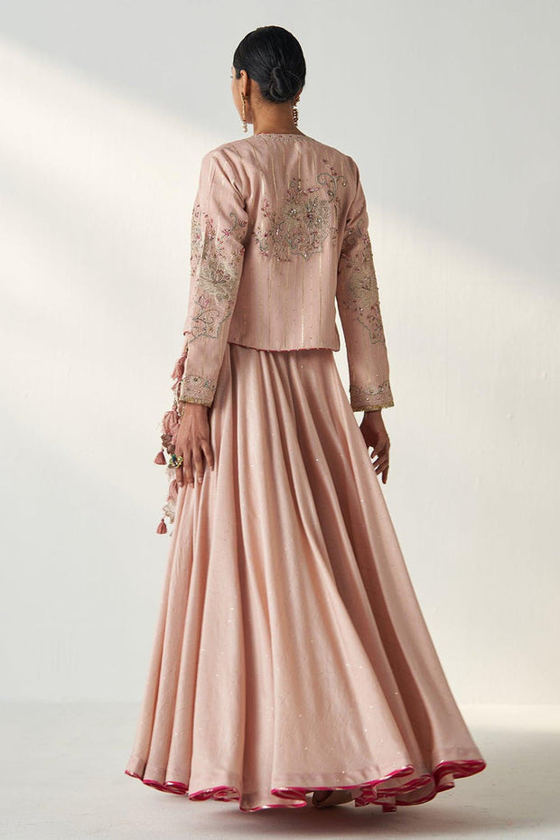 RADHA BLUSH PINK JACKET LEHENGA SET