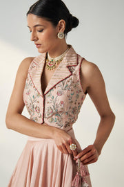 RAJITA BLUSH PINK GILET LEHENGA SET