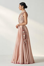 RAJITA BLUSH PINK GILET LEHENGA SET