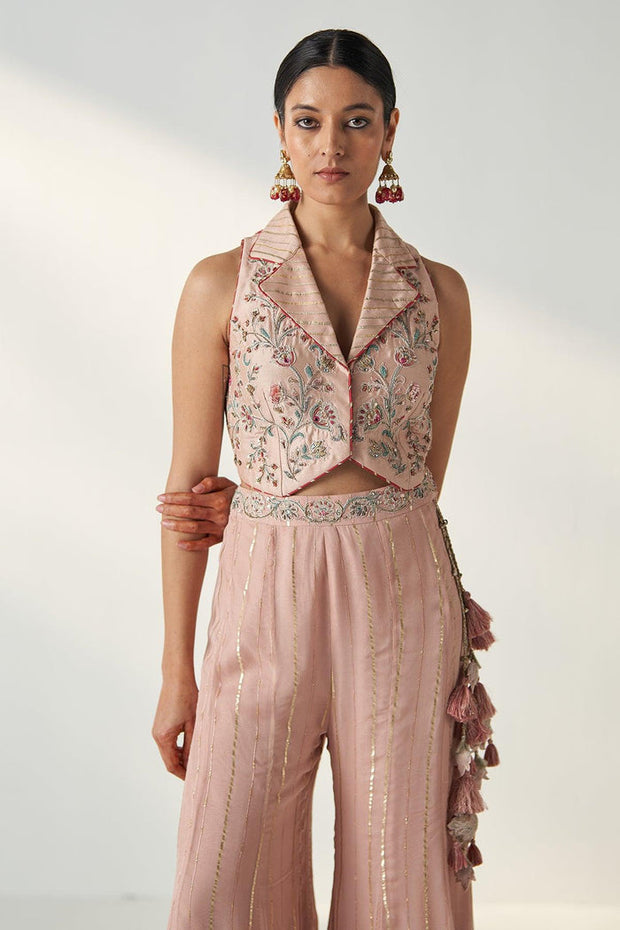 RIDHI BLUSH PINK GILET SHARARA SET