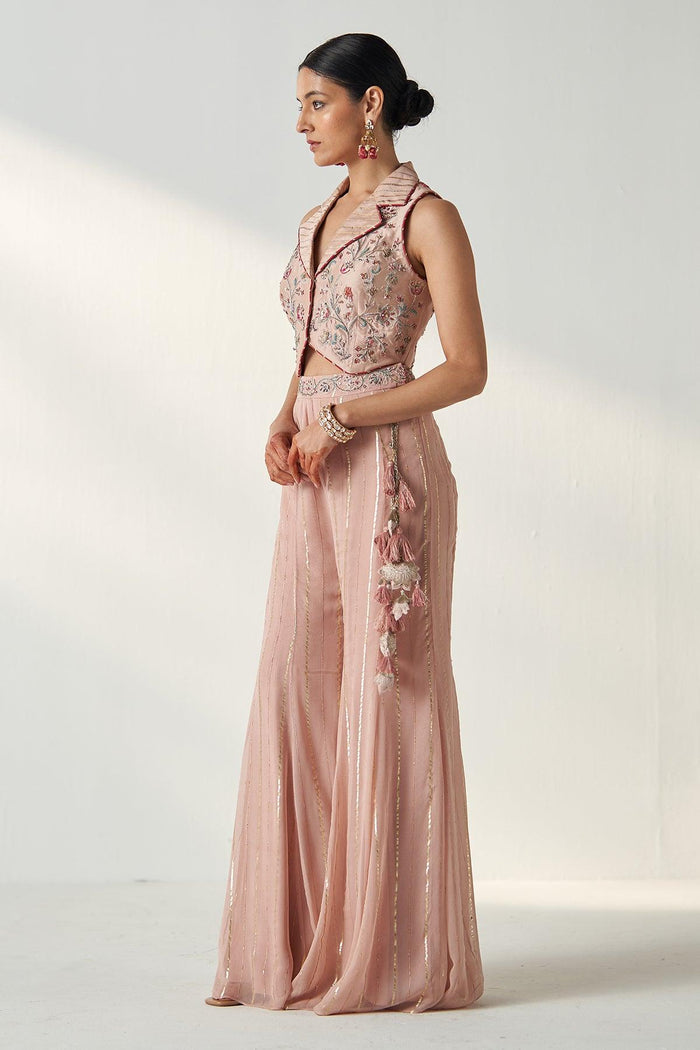 RIDHI BLUSH PINK GILET SHARARA SET