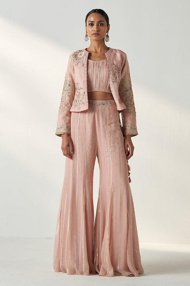 SADHANA BLUSH PINK JACKET SHARARA SET