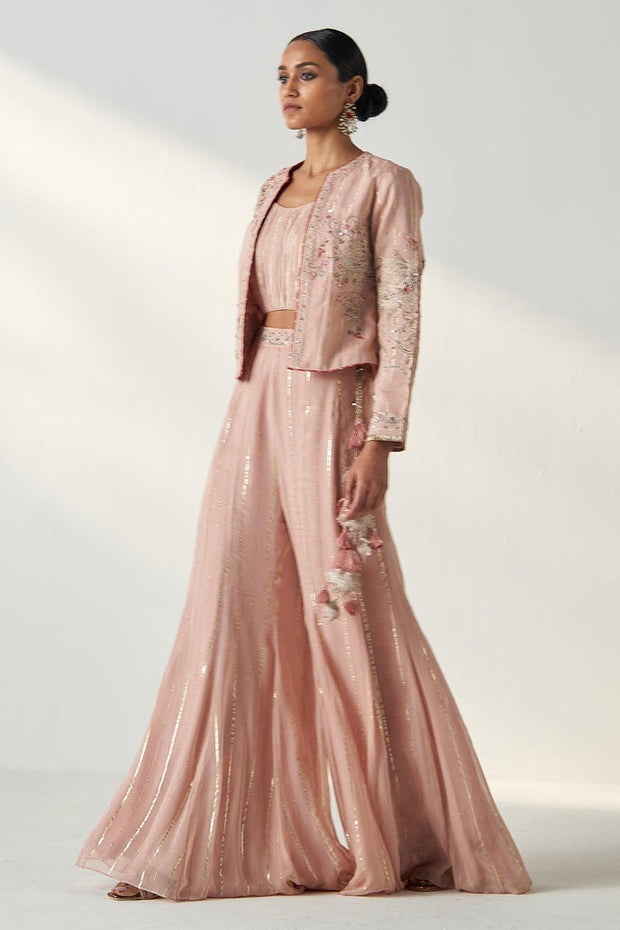 SADHANA BLUSH PINK JACKET SHARARA SET