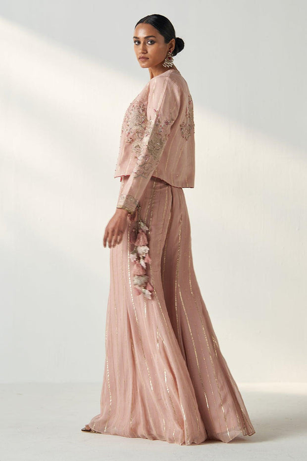 SADHANA BLUSH PINK JACKET SHARARA SET