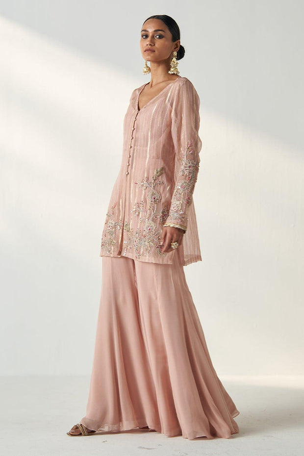 TARA BLUSH PINK SHARARA SET