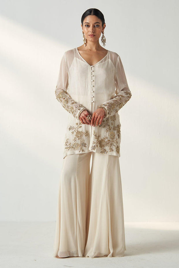 TARA IVORY SHARARA SET