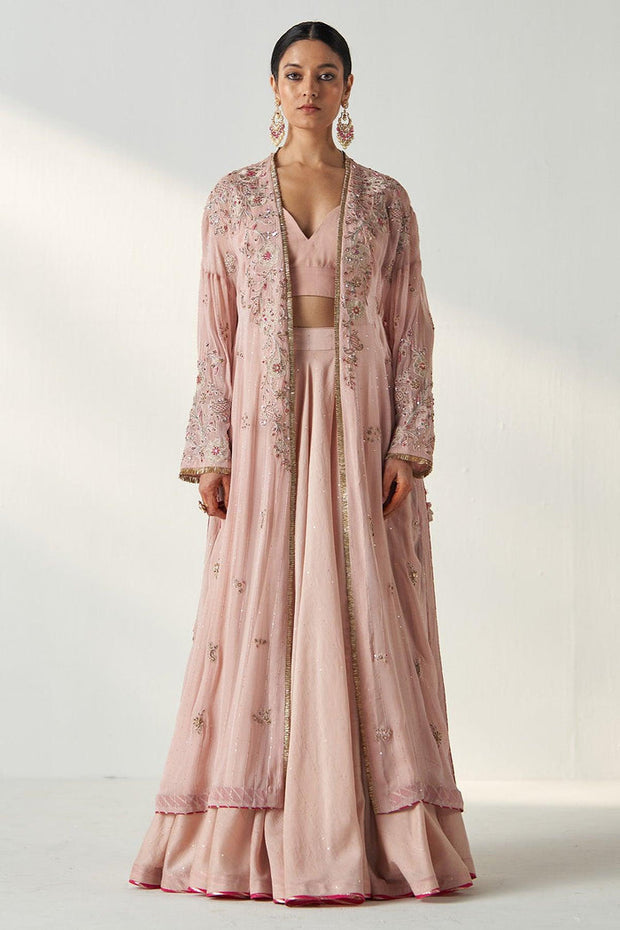 ZOYA BLUSH PINK CAPE LEHENGA SET