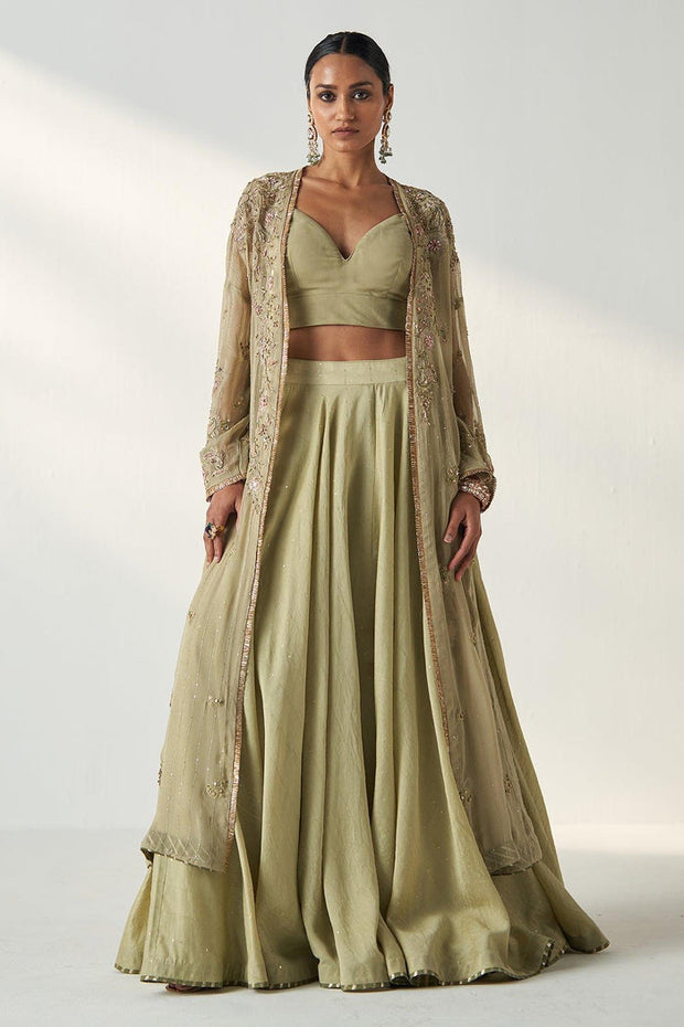 ZOYA GREEN CAPE LEHENGA SET