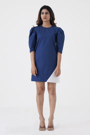 Amour Propre - Cowl sleeves chic dress - Blue
